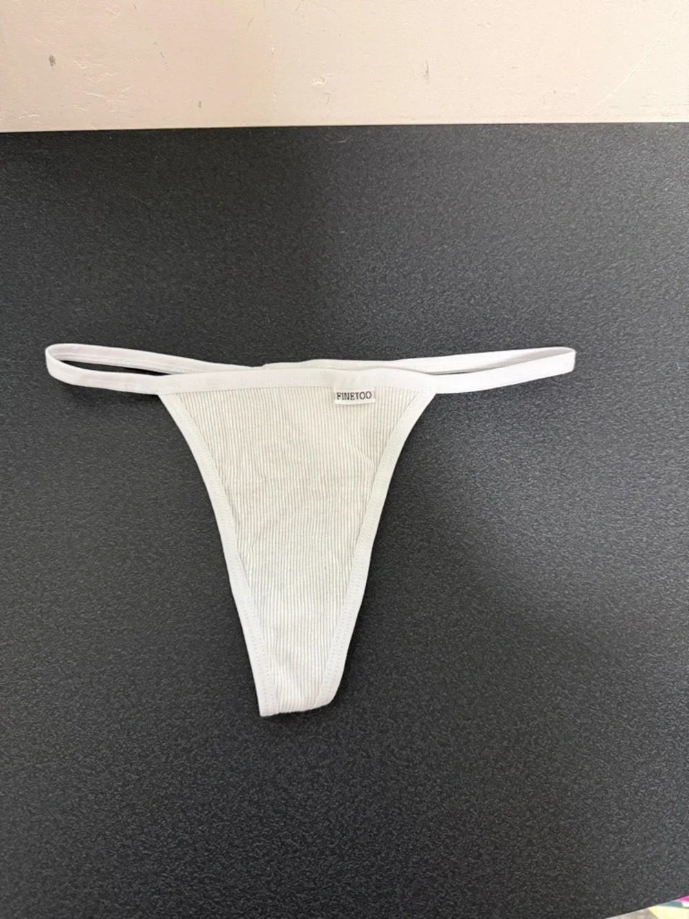 White Ribbed Thong Panty